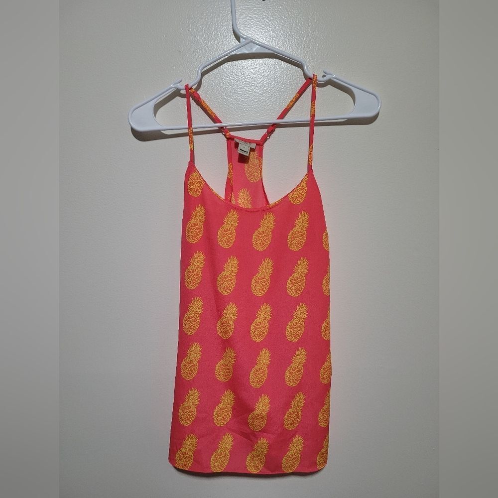J. Crew Pink and Gold Pineapple‎ Tank Top